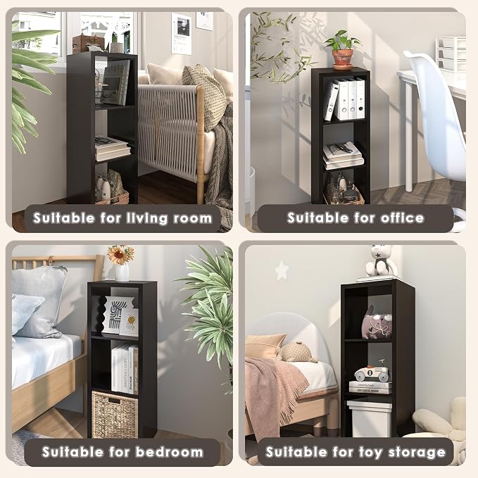 Endearing Limons【2026 Wooden Thick Border 3 Cube Shelf Storage Organizer with Anti-Tipping Kits + Reversible Open Back Bookcase (11 x 11 Unit Cell Chocolate)