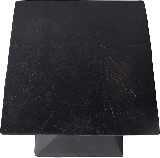 ø12.5'' Square Hourglass Side Table End Table for Living Room, Modern Retro Style, Magnesium Oxide & Light Weight for Indoor & Outdoor, No Assembly, Wood Grain, Black