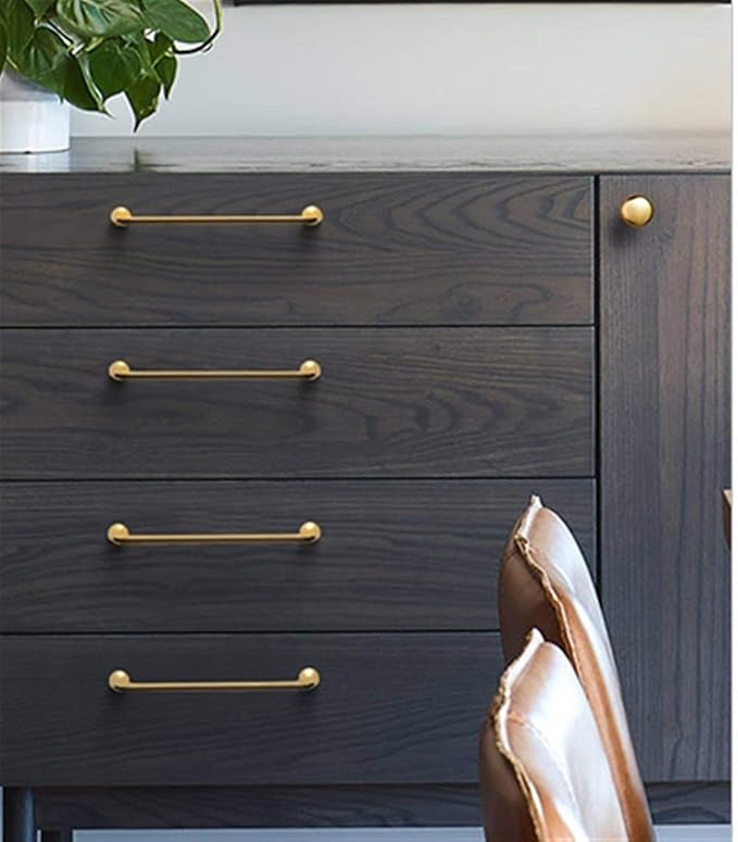 Goo-Ki Shinging Gold Cabinet Pulls with 5''(128mm) Hole Centers, Modern Style Zinc Alloy Cabinet Handles for Dresser,Wardrobe,Cupboard- 6 Pack