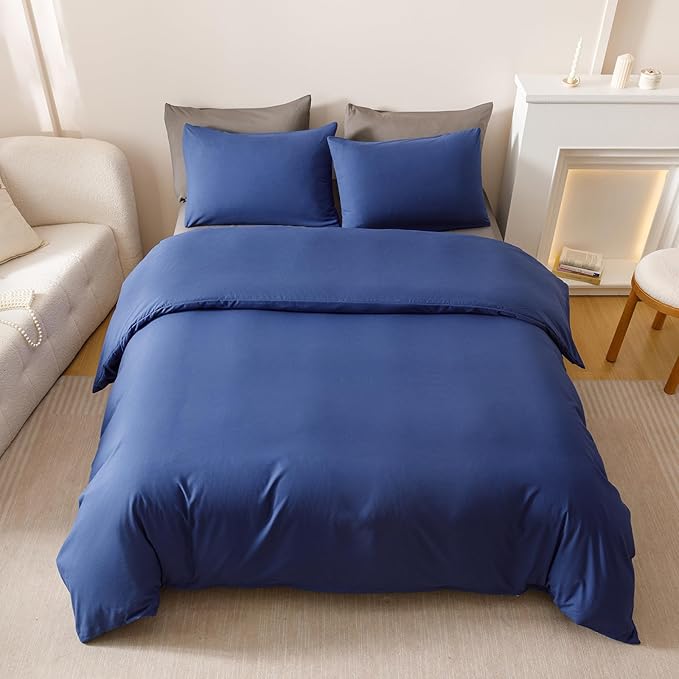 Pureant Royal Blue Comforter Sets Twin Bright Blue Bedding Comforters Women Men Solid Color Quilts Soft Modern Dark Color Blankets Adults Teens Elegant Luxurious Bedding Breathable