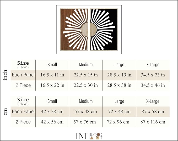 Boho Sun Wood Wall Art Set of 2, Mid Century Modern Sunburst Wall Decor, Celestial Wooden Diptych Panels, Geometric New House Gift for Living Room and Bedroom
