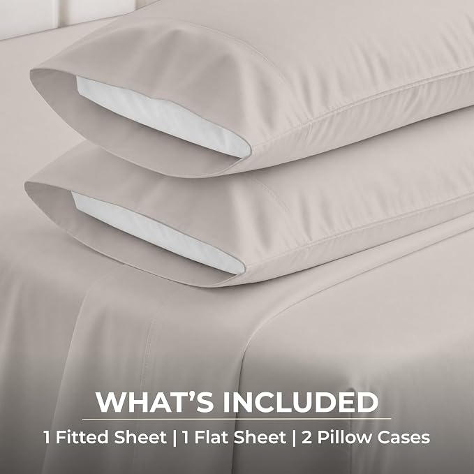 SGI bedding 100% Egyptian Cotton Sheets Twin Size – 600 Thread Count Sheets Set, Soft, Cooling, 15" Deep Pocket, Luxury Hotel Bedding, Breathable, Durable - Light Grey
