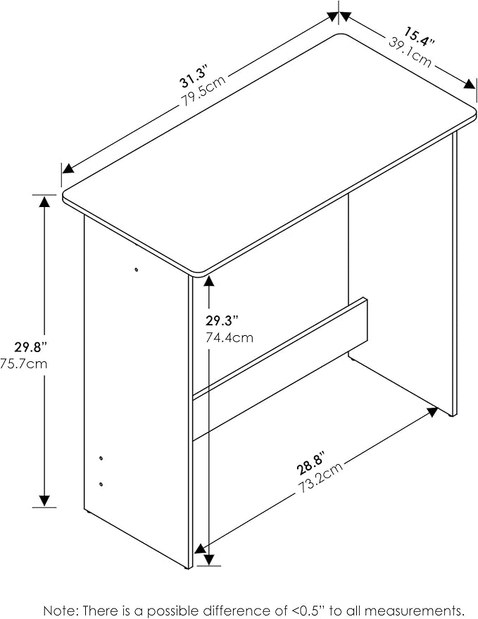 FURINNO Simplistic Study Table, Pink, 15.5 in x 31.5 in x 29.75 in (D x W x H)