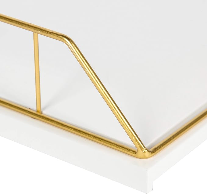 Kate and Laurel Benbrook Stacked Metal and Wood Letter Trays, White and Gold