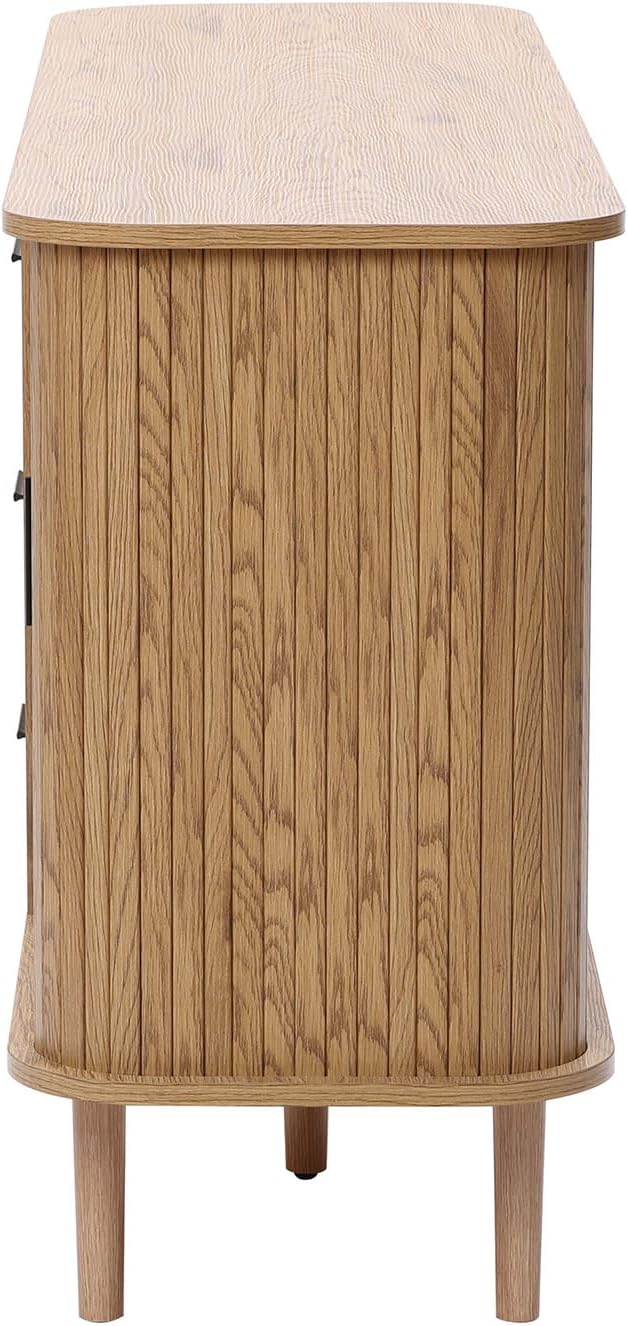 LuxenHome 59” Sideboard Buffet Cabinet with Storage, Mid Century Modern Sliding Door Sideboard Cabinet, Adjustable Shelves Wood Console Table with Storage Cabinets for Living Room, Kitchen