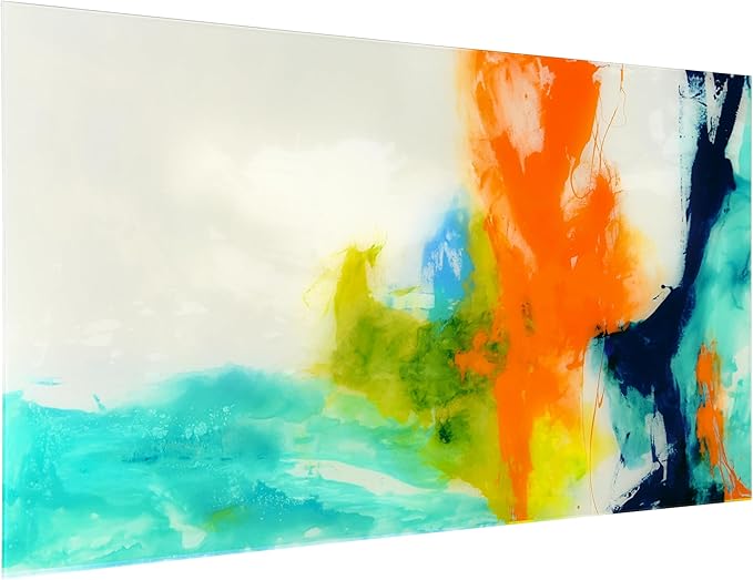 Empire Art Direct TMP-108453-2448 Tidal Abstract 1 Frameless Free Floating Tempered Glass Panel Graphic Wall Art, 48" x 24" x 0.2", Ready to Hang