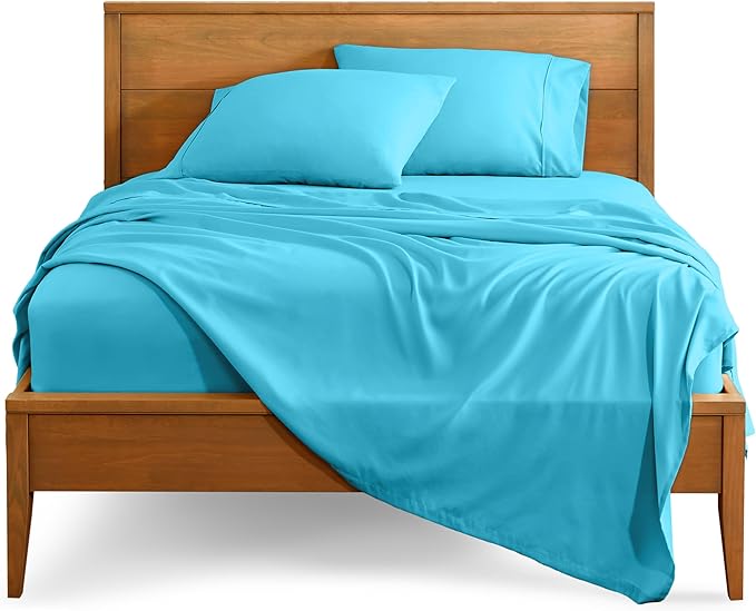 Bare Home Queen Sheet Set - 1800 Ultra-Soft Microfiber Queen Bed Sheets - Double Brushed - Deep Pockets - Easy Fit - 4 Piece Set - Bedding Sheets & Pillowcases (Queen, Aqua)
