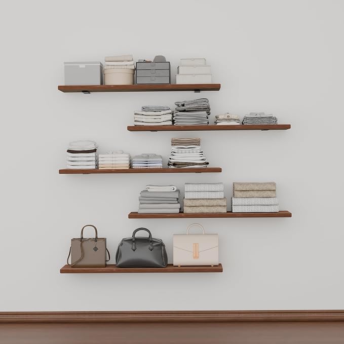 5 Tier Book Shelf,Long Floating Shelf for Wall 36 inch,Wall Mounted Bookshelf with Heavy Duty Brackets,Large Bookcase