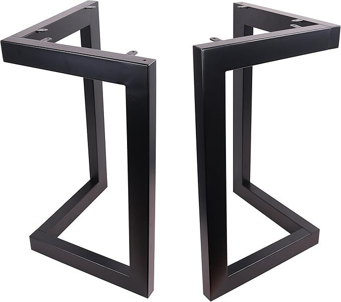 34" L-Shaped Black Steel Table Legs, Set of 2, 34" H x 23.5" W x 1/16" T, Up to 330 Lbs Weight Capacity, Perfect for Dining, Office, Kitchen Tables