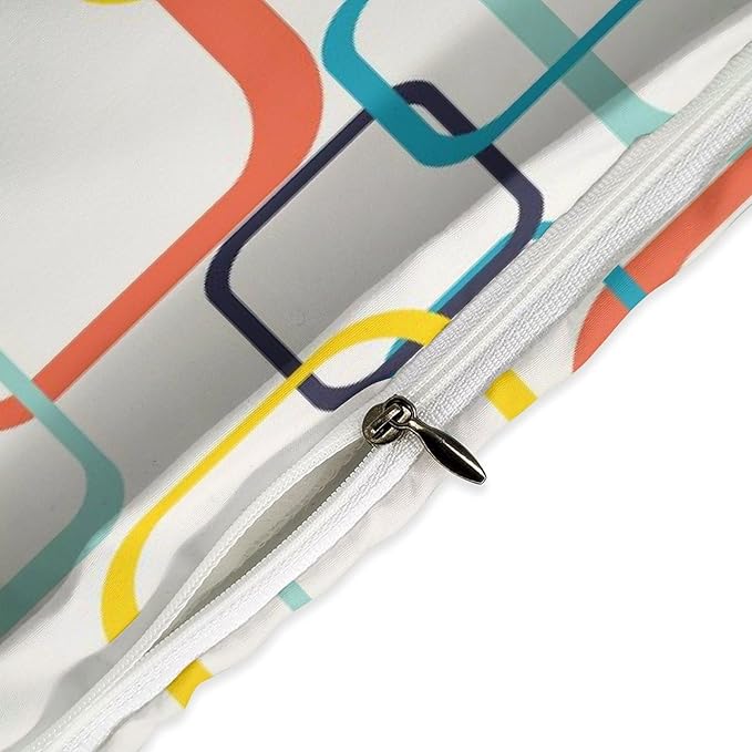 Mid Century Duvet Cover Sets Aesthetic Abstract Geometric Mid Century Retro Printed Lightweight Soft Quilt Cover Minimalist Soft Microfiber 3 Piece (1 Duvet Cover 79x90in + 2 Pillow Sham 20x30in)