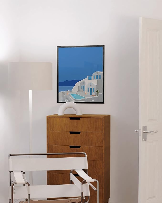 HAUS AND HUES Vintage Travel Posters - Greece Art Prints for Wall Decor, Blue Posters of Travel Themed Photo, Beachy Aesthetic Wall Art Prints, Greece Photo, Mykonos Artwork (16x20, Unframed)