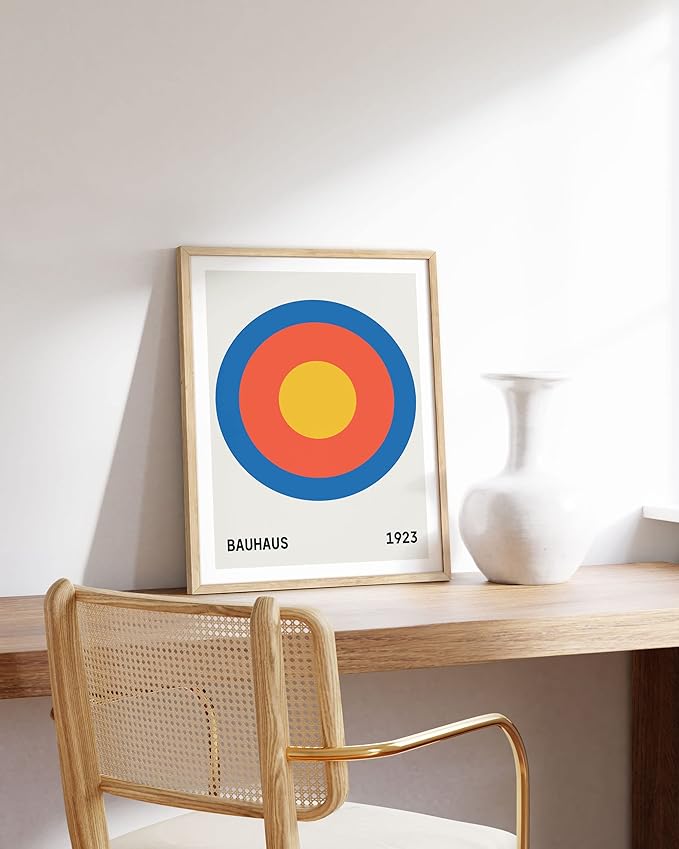 HAUS AND HUES Bauhaus Poster - Colorful Geometric Wall Art, Vintage Circle Art Print for Living Room (Unframed, 16x20)