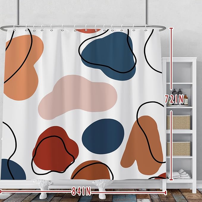 Baocicoo Abstract Bohemian Shower Curtain Pink Red Orange Texture Modern Striped Fashion Minimalism Shower Curtains for Hotel Spa Home Bathtubs Bath Waterproof Fabric with Hooks 84x72 Inches
