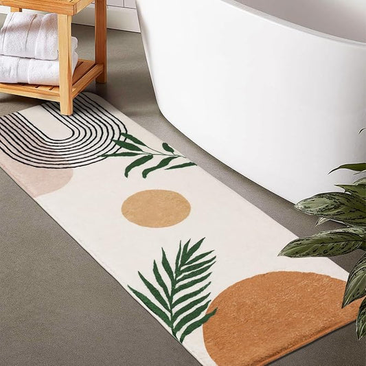 Boho Bathroom Runner Rugs 24 x 60 Non Slip, Large Long Bathroom Rug Cute Bath Mat for Bathtub Washable Shower Rug