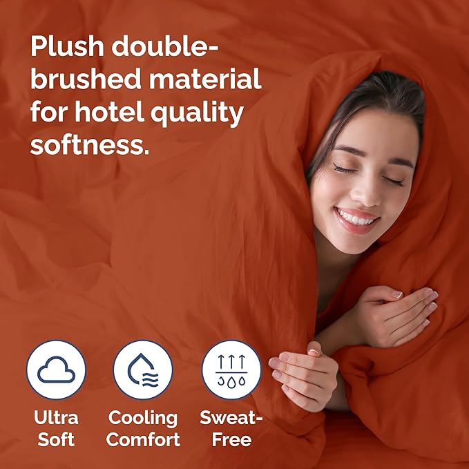 Duvet Cover Cal King Size - Extra Soft Cal King Size Duvet Cover - Lightweight, Breathable & Cozy - Easy Care with Zipper Closures & Ties - 104" x 98" Inches - (Terracotta) Comforter Not Included