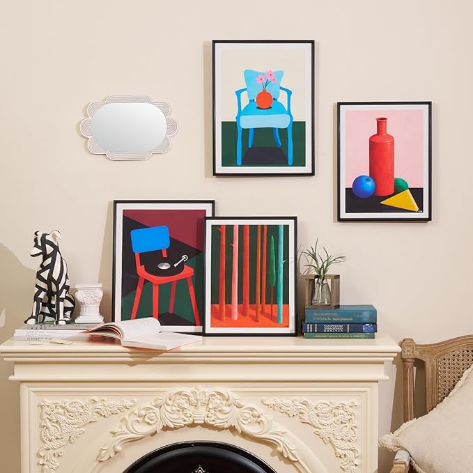 Framed Modern Abstract Geometric Wall Art, 11x14 Inch Poster Print, Contemporary Artwork for Walls with Matte Black Metal Frame, Minimalist Wall Decor Picture for Bedroom Living Room Office Hallway