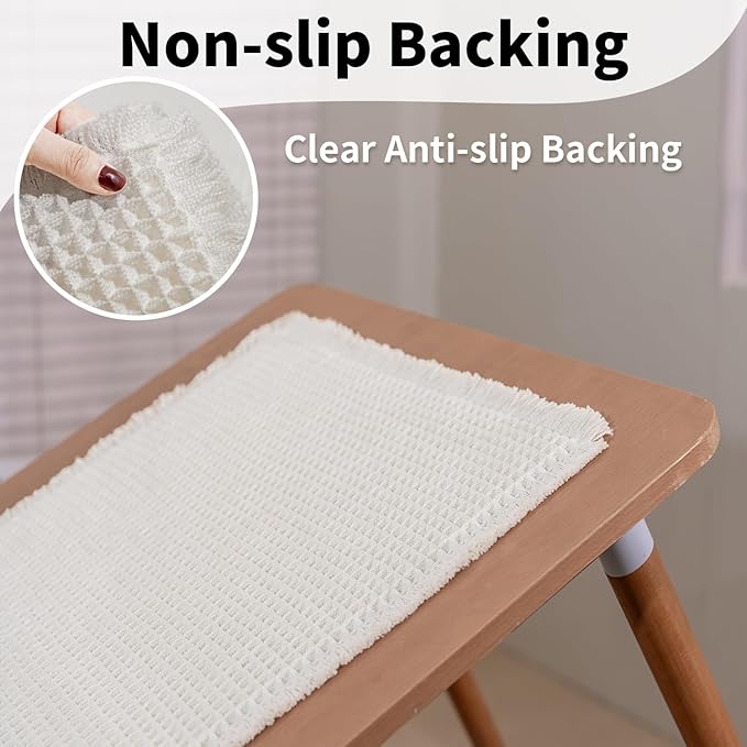 White Bathroom Rugs, Waffle Bath Mat Non Slip Washable, Super Absorbent & Quick Dry, Boho Bath Mat Farmhouse Bathroom Decor, 24'' x 36'', White
