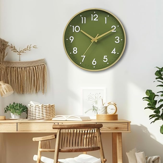 Mosewa Wall Clock 8 Inch, Battery Operated Silent Non-Ticking Modern Analog Clock Decorative for Kitchen, Bedroom, Office(Gold)