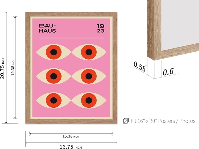 Poster Master Bauhaus Poster - Lavender Evil Eye Print - Geometric Art - Chic Boho Art - Mid Century Modern Art - Contemporary Art - Great Living Room or Bedroom Wall Decor - 16x20 Beige Framed