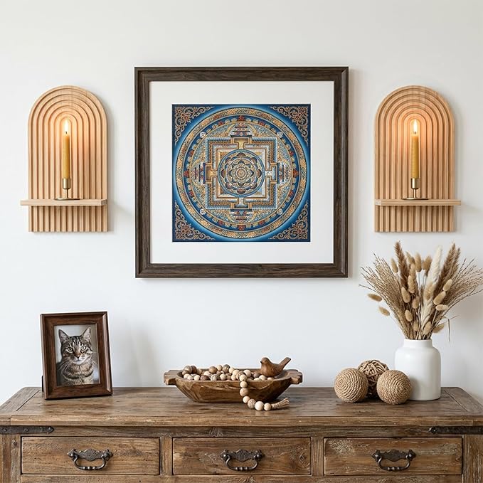 3 Pack Boho Wall Decor Set, 7” x 4.5” x 13.8” Natural Solid Wood Arch Wall Shelves, Mid-Century Modern 3D Hanging Shelves for Living Room, Bedroom, Bathroom, Farmhouse Candle Holder & Display