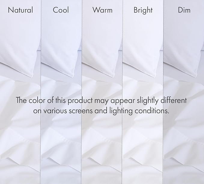 RUVANTI 100% Cotton Percale Sheets Full Size 6 Piece Set, Cooling Bed Sheets for Hot Sleepers, Deep Pocket 16”, Breathable Lightweight & Durable, Crisp Hotel Style Sheets, Bright White