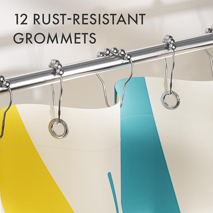 AmazerBath Shower Curtain, Washable Cloth Shower Curtain Sets with 12 Shower Curtain Hooks, Luxury Colorful Sunshine Yellow Waterproof Rustic Fabric Shower Curtains for Bathroom Decor, 72x72 Inches