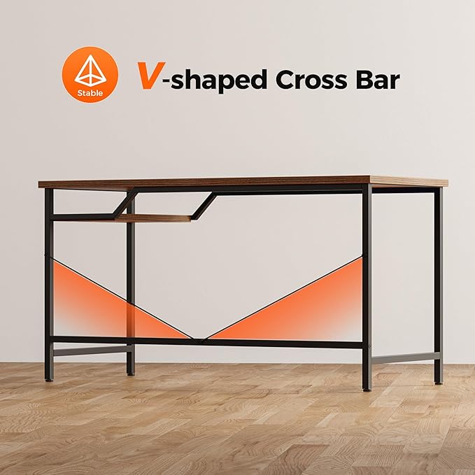 Mericonia 55 inch Computer Desk, Gaming Desk for Small Spaces, Modern Simple Style Table for Home Office, Study Student Writing Table