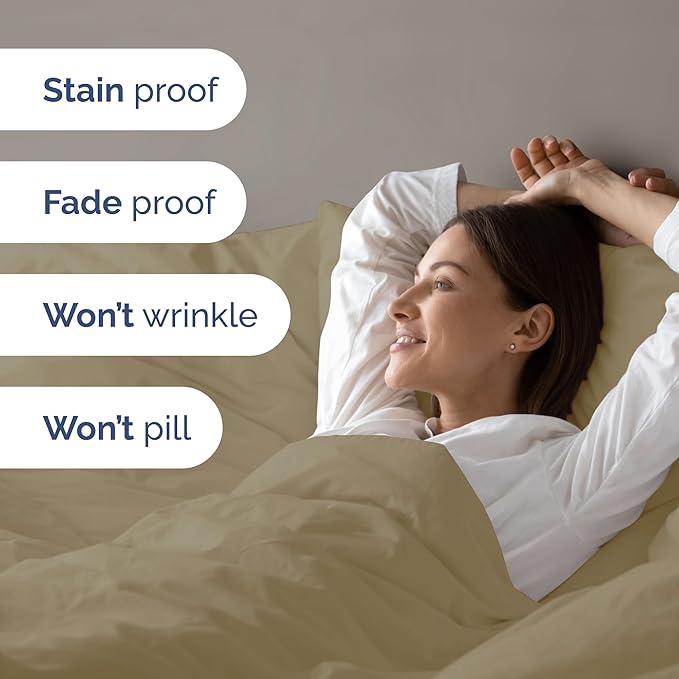 Duvet Cover Twin/Twin XL Size - Extra Soft Twin/Twin XL Size Duvet Cover - Lightweight & Breathable & Fade Free with Zipper Closures and Ties - 68" x 90" Inches - (Khaki) Comforter Not Included