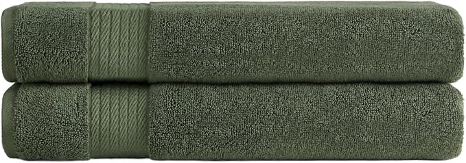 Ozdilek 2-Piece Bath Towels, 30x60 550GSM– 30x60 Inches, 100% Turkish Cotton, Luxury Quick Dry, Extra Large, Fade-Resistant, Eco-Friendly, Spa Towel, Cotton Towel (Fern Green)