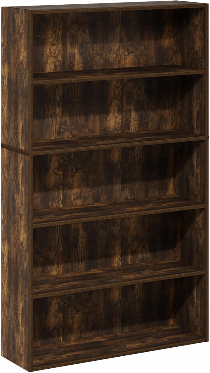 Furinno PASIR Book Shelf, 5-Tier Bookshelf, Bookcase with Open Shelf, 9.4 x 31.5 x 52.7, for Living Room, Bedroom, Home Office, Amber Pine