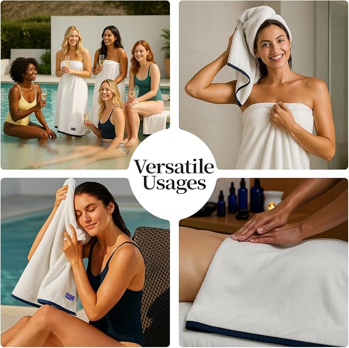 REDKISS 6 Piece Bath Towel Set, 100% Cotton, Soft Absorbent 600 GSM | Includes 2 Bath Towels, 2 Hand Towels & 2 Washcloths | Quick Dry | Contrast Border Design | Bathroom | Guest Bath & Apartment