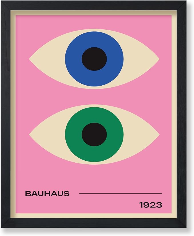 Poster Master Bauhaus Poster - Eyes Print - Abstract Circles ART - Graphic Design ART - Geometric Style - Chic Boho - Mid Century Modern - Living Room or Bedroom Decor - 8x10 UNFRAMED Wall Decor