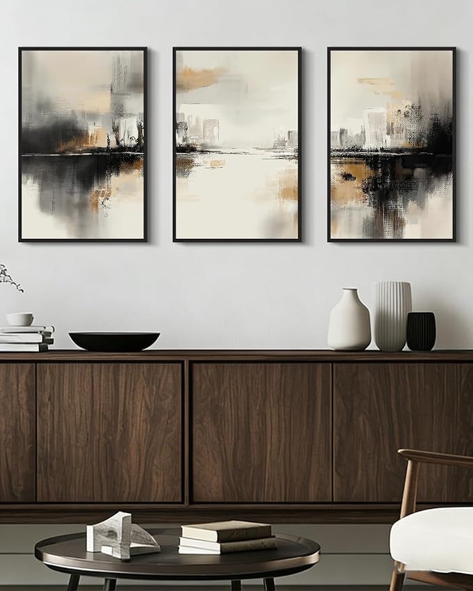 Drsoum Boho Plant Wall Art Framed Bohemian Wall Decor Abstract Geometry Artwork Hallway Bedroom Home Office Prints Ready to Hang 16x24in Black Framed