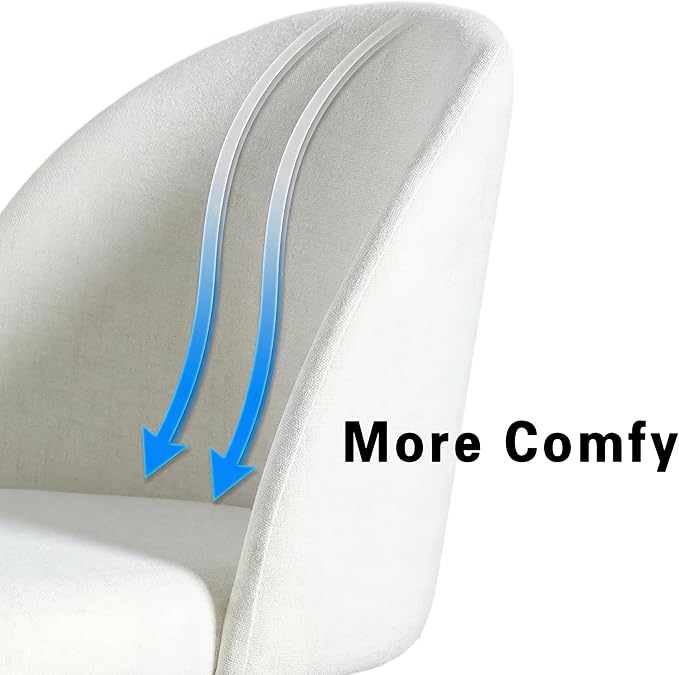 Casaphoria Dining Chairs Set of 2, Modern White and Gold Upholstered Accent Chairs with Metal Legs, Ergonomic Comfy Vanity Chair for Kitchen, Living Room, and Bedroom