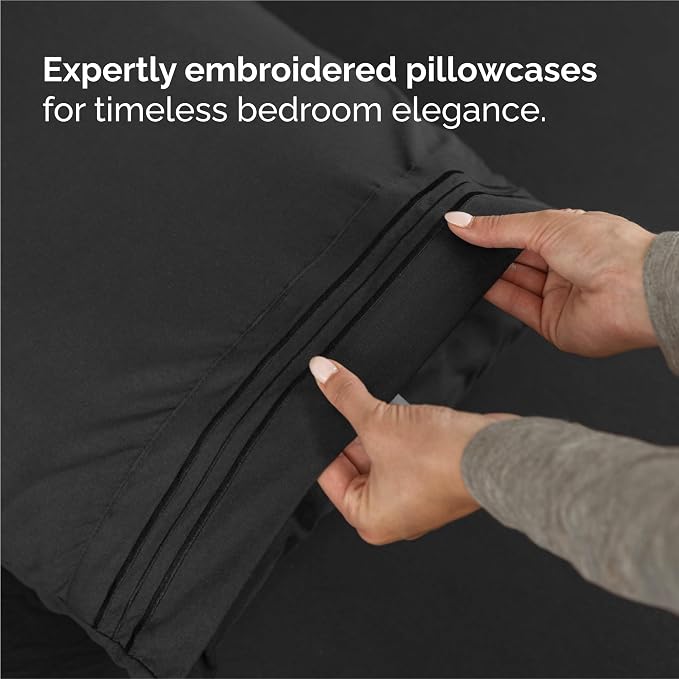 King Size 4 Piece Sheet Set - Comfy Breathable & Cooling Sheets - Hotel Luxury Bed Sheets for Women & Men - Deep Pockets, Easy-Fit, Extra Soft and Wrinkle Free Sheets - Black Oeko-Tex Bed Sheet Set