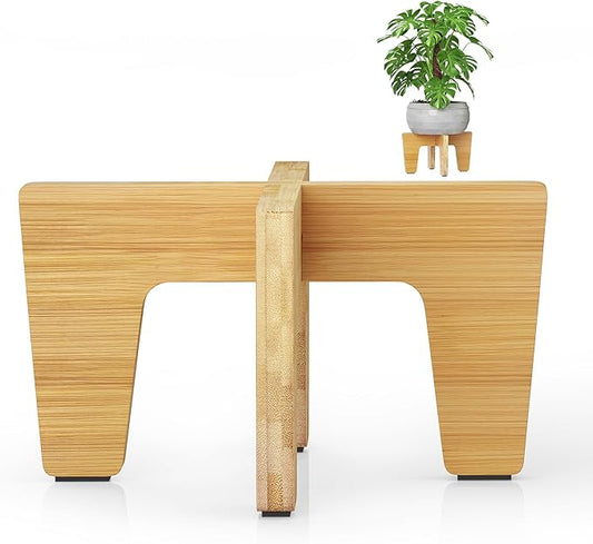 Plant Stand Indoor Outdoor, Plant Holder Sturdy Single Flower Pot Stand Planter Stand Stool Display Decorative for Desktop Counter Room (Natural 10")