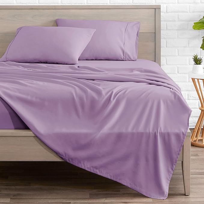 Bare Home Twin Sheet Set - 1800 Ultra-Soft Microfiber Twin Bed Sheets - Double Brushed - Deep Pockets - Easy Fit - 3 Piece Set - Bedding Sheets & Pillowcases (Twin, Lavender)