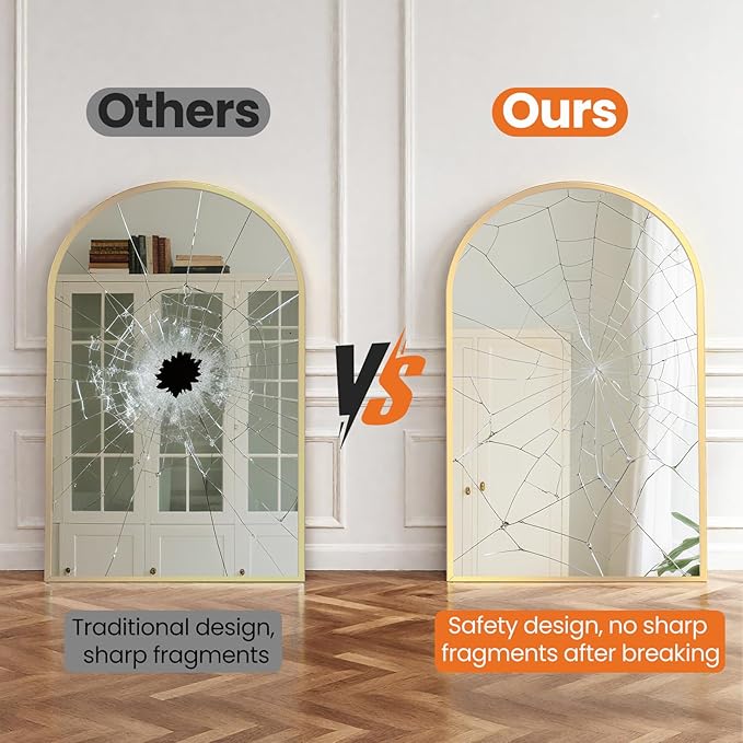 NEWBULIG Wall Mirror, Bathroom Mirror for Over Sink, Matte Metal Framed Vanity Mirror, Wall Decor for Bedroom, Tempered Glass