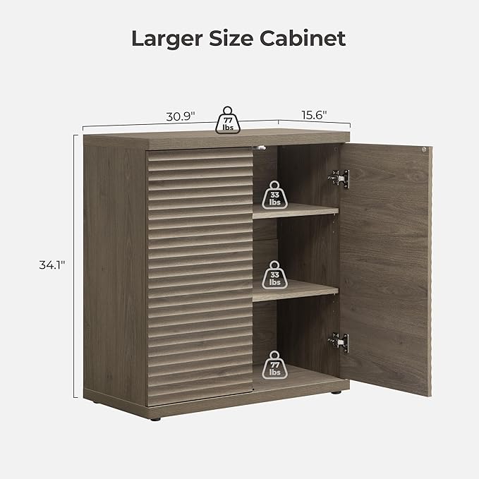 SICOTAS Buffet Cabinet with Storage Accent Sideboard Modern Credenza with Doors & Shelves Fluted Media Console Mid Century Coffee Bar Table for Living Room Kitchen Dining Room Hallway (2PCS)