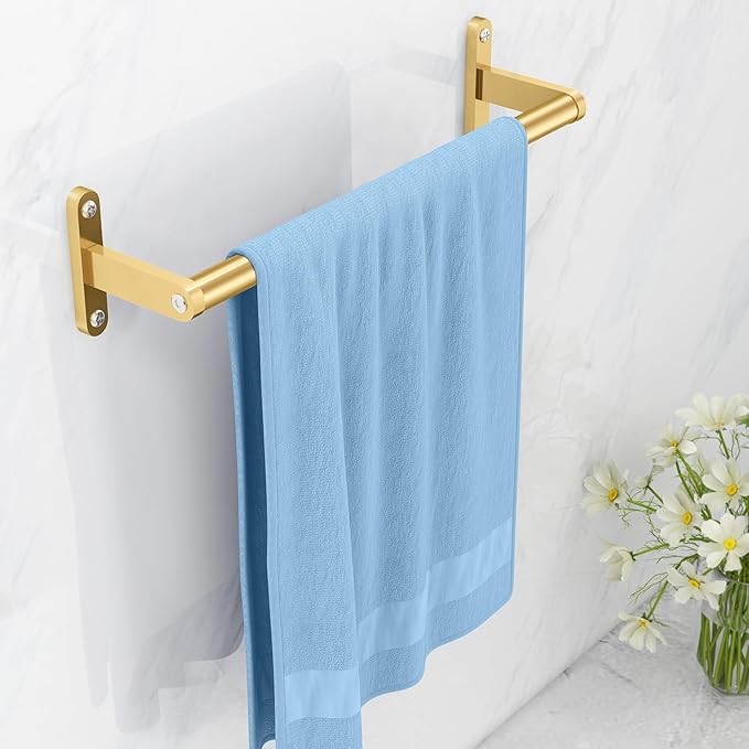 Gold Towel Bar, KLJKPA Towel Bar for Bathroom Wall 16 Inch, Stainless Steel Heavy Duty Single Towel Rod Holder