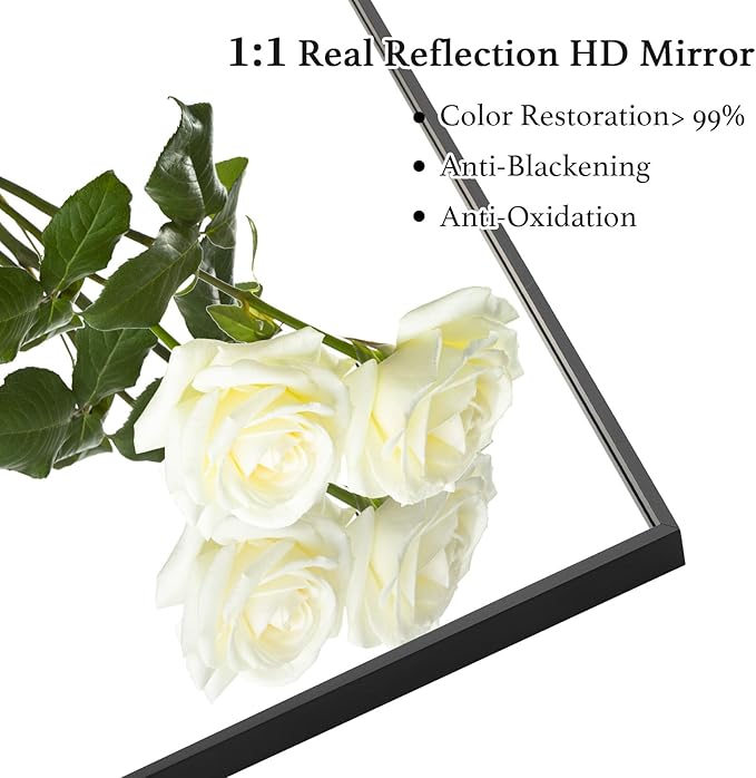 26x36 Inch Black Bathroom Mirror, Copper-Free Mirror, Aluminum Alloy Frame Vanity, Rectangle Wall Mounted Modern Mirror for Bedroom/Living Room/Porch Horizontal or Vertical