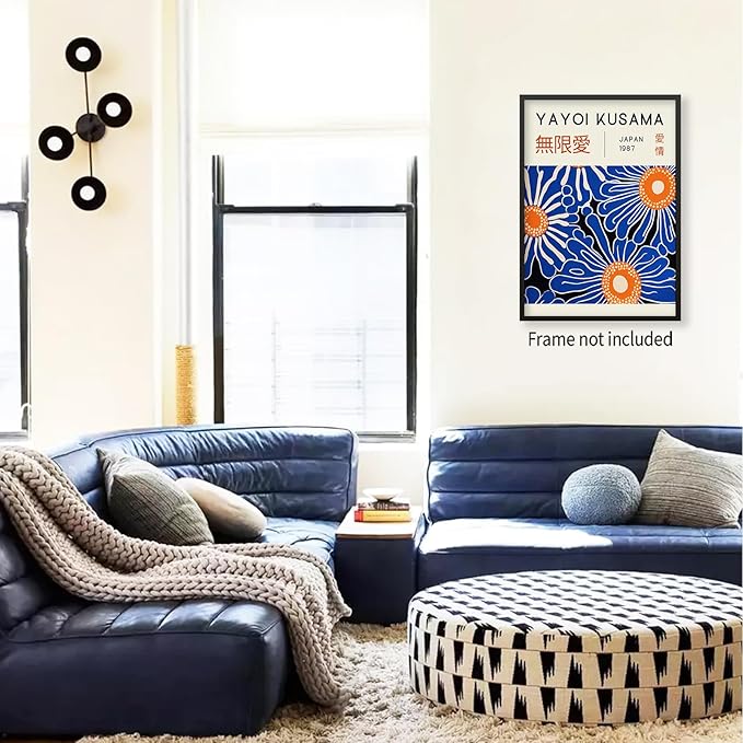 Yayoi Kusama Print Vintage Japanese Wall Art Abstract Yayoi Kusama Poster Minimalist Painting Art Exhibition Suitable for Japanese Bedroom,Living Room Office Decor 11x14in Unframed