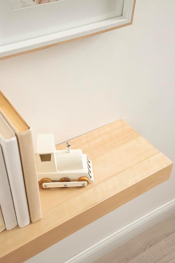 Kate and Laurel Havlock Modern Natural Floating Shelf; 36 x 8; Natural Wood; Functional Storage Shelf for Use as Entryway Display or Kitchen Spice Rack Shelf