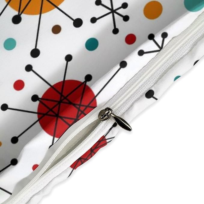 Mid Century Bedding Set,Modern Geometric Atomic Abstract Iconic Pattern 1950s 1960s Retro Style Comforter Set with Pillowcase for Bedroom Bed Decor,King 102"x90"
