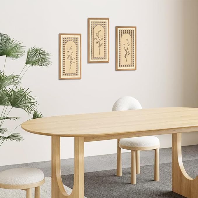 IARTTOP 3 Pcs Boho Wood Floral Arch Wall Art Nature Botanical Wood Wall Decor Bohemian Flower Artwork Minimalist Modern Wooden Hanging Decor for Farmhouse Living Room Bedroom Office 7.9 x15.8 Inch
