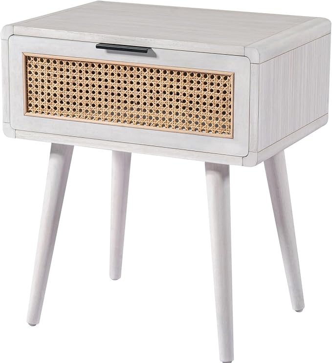 Boraam Cambria End Table - Zebrano Whitewash/Natural Cane