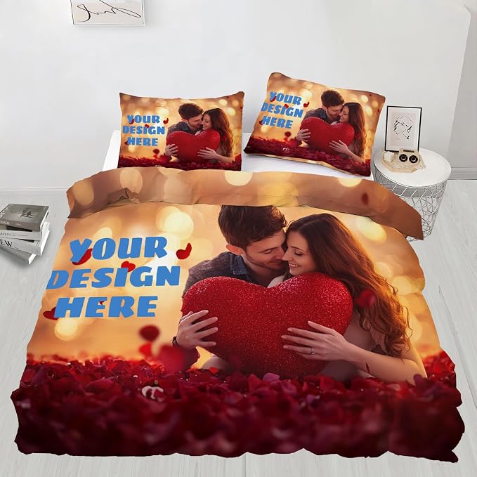 Custom Comforter Set Personalized Patterned Comforter Customized Duvet Cover Personalized Bedding Set, Suitable for Birthday, Christmas, Valentine's Day, Anniversary