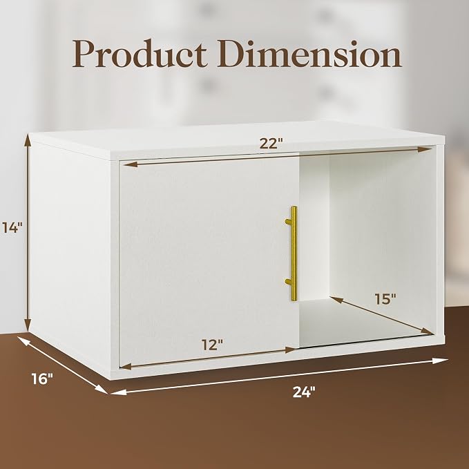 RoyalCraft Cube Storage Organizer with Sliding Door, White Stackable Bookshelf, Modular Cubby Storage System, Wooden Display Shelf for Small Space, Closet, Living Room, Bedroom, Apartment, Dorm