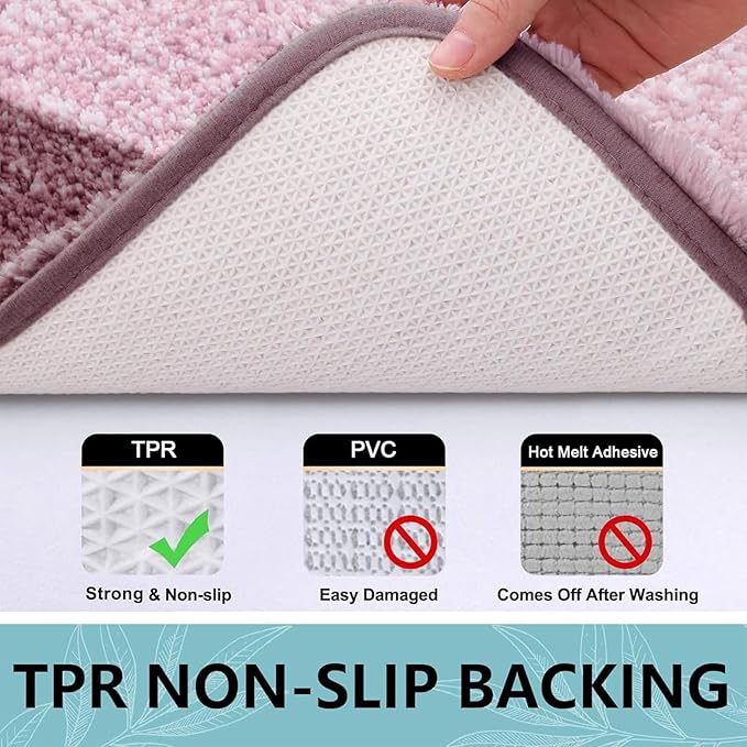 Arotive Microfiber Bathroom Rugs, Shaggy Soft and Absorbent Bath Rug, Non-Slip, Thick Plush Machine Washable Dry Bath Mats for Bathroom, Tub and Shower, 70x24, Mauve, Rectangular