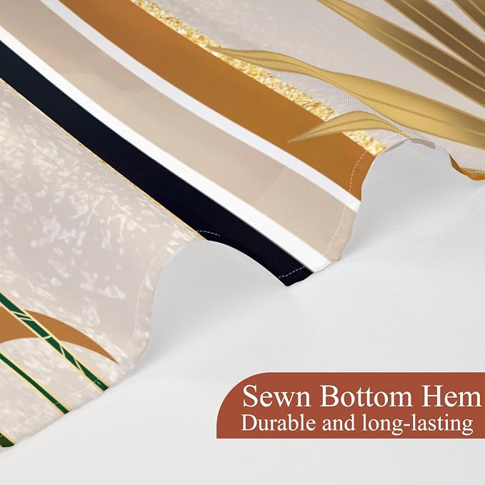 Green Brown Boho Shower Curtain Mid Century Abstract Plant Tropical Leaves Bath Curtain Modern Minimalist Geometric Arch Bath Decor Waterproof Polyester Fabric with Hooks 72x78 inch